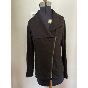 Helmut Lang black motorcycle zip sweatshirt sz small